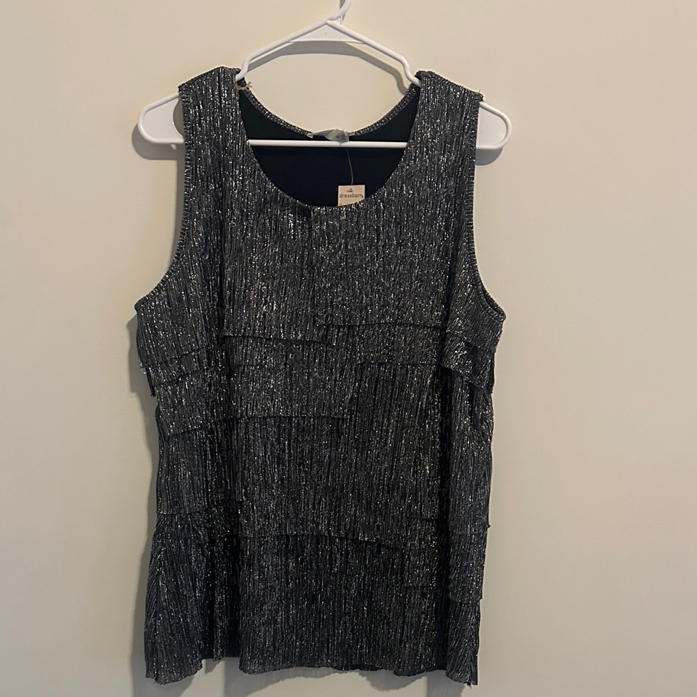 Dressbarn Black and Silver Shimmer Tank Top